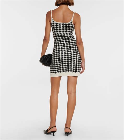 Houndstooth cashmere minidress in multicoloured 